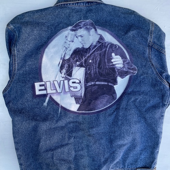 Vintage Men’s extra large denim trucker jacket with ELVIS on back - Picture 2 of 3